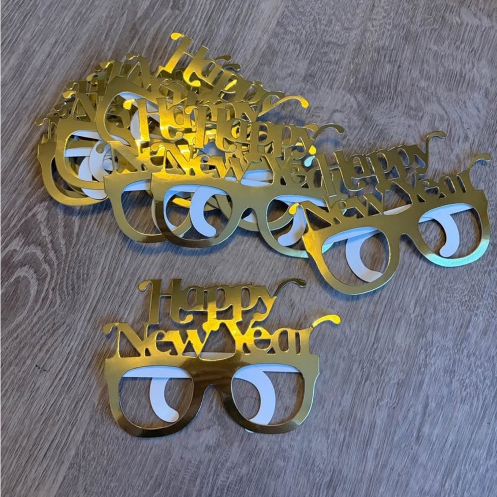 10 Gold "Happy New Year" Party Glasses - Festive New Year Eyewear